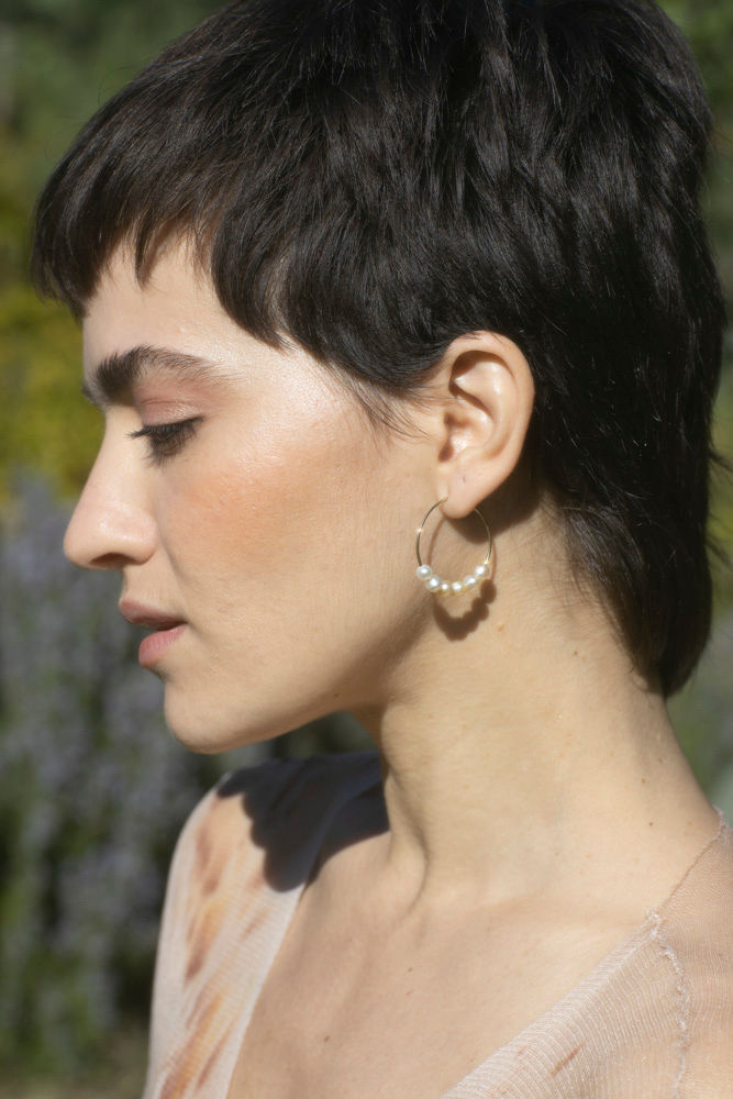 Thumbnail: PearlHoops Earrings 18kt Gold