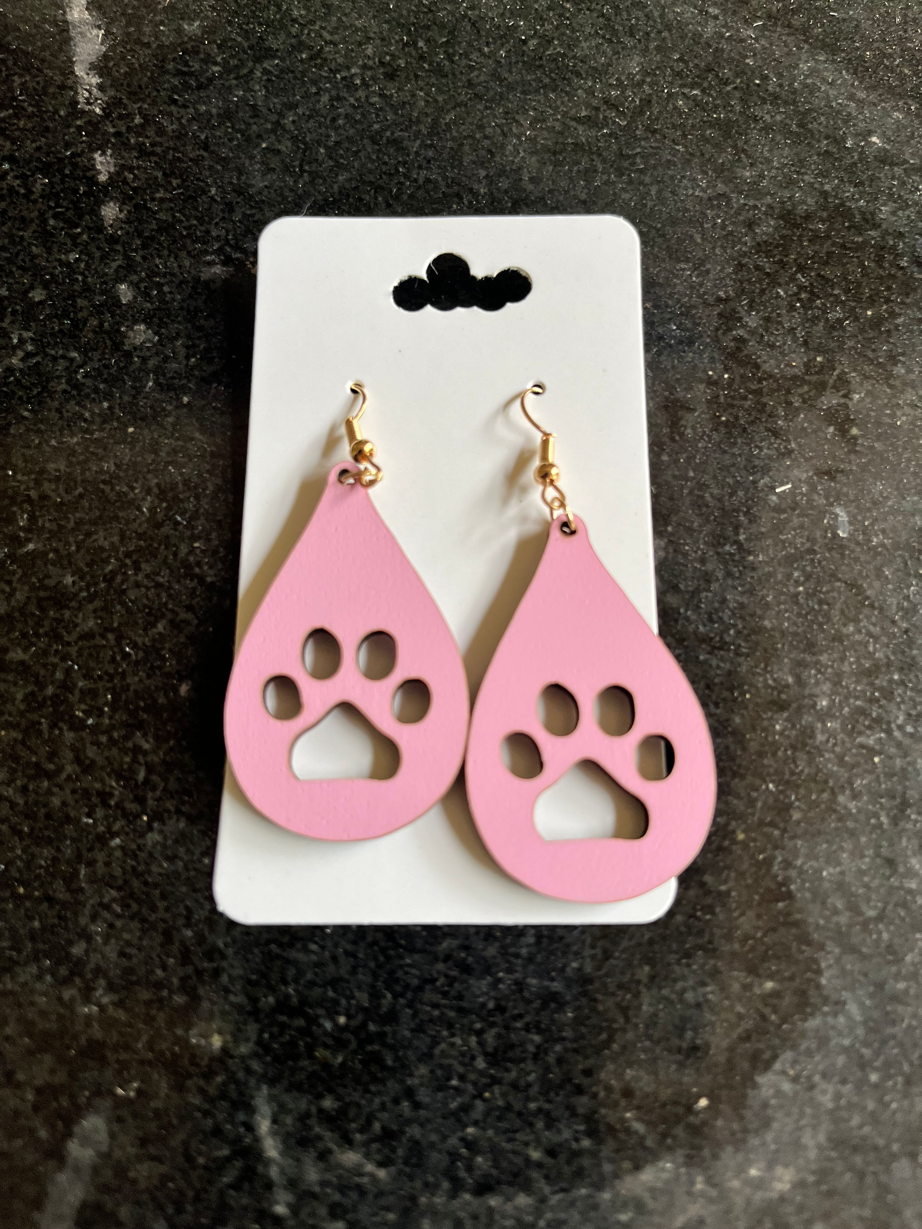 Teardrop paw print earrings