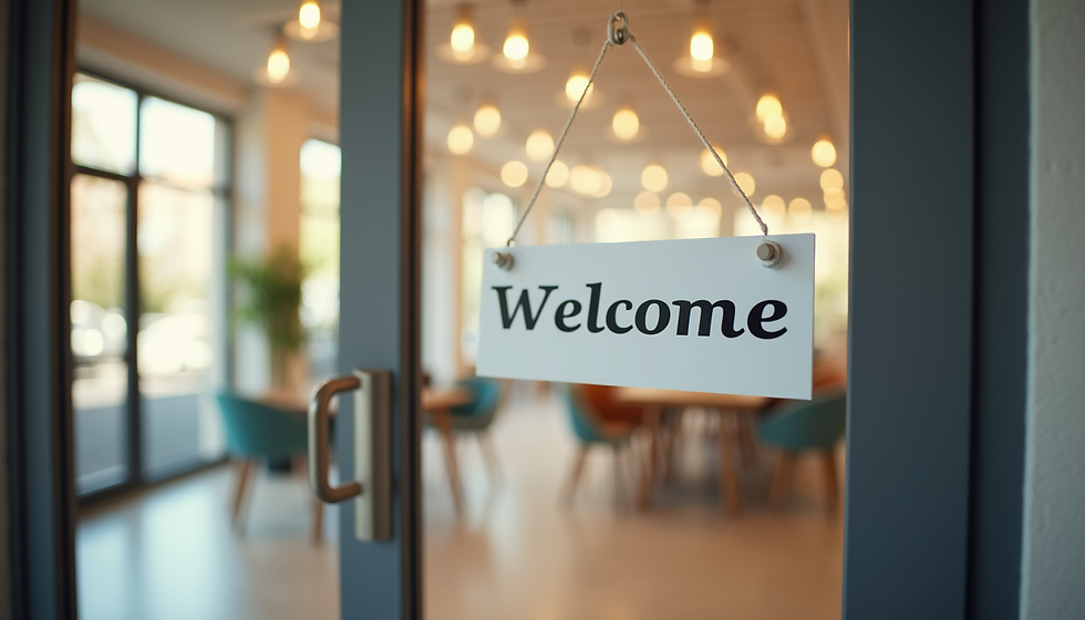 An open office door symbolising accessibility and openness