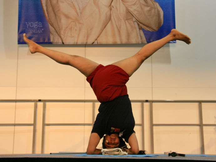 Abhijata Iyengar practicing Iyengar Yoga