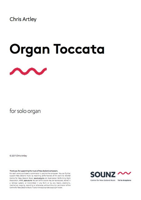 Chris Artley's prize-winning Organ Toccata is now available for purchase from SOUNZ.