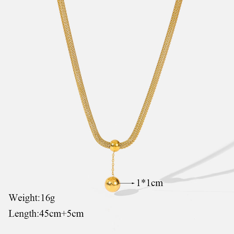 Thumbnail: EILIECK 316L Stainless Steel Gold Color Hollow Ball Beads Pendant Necklace For W