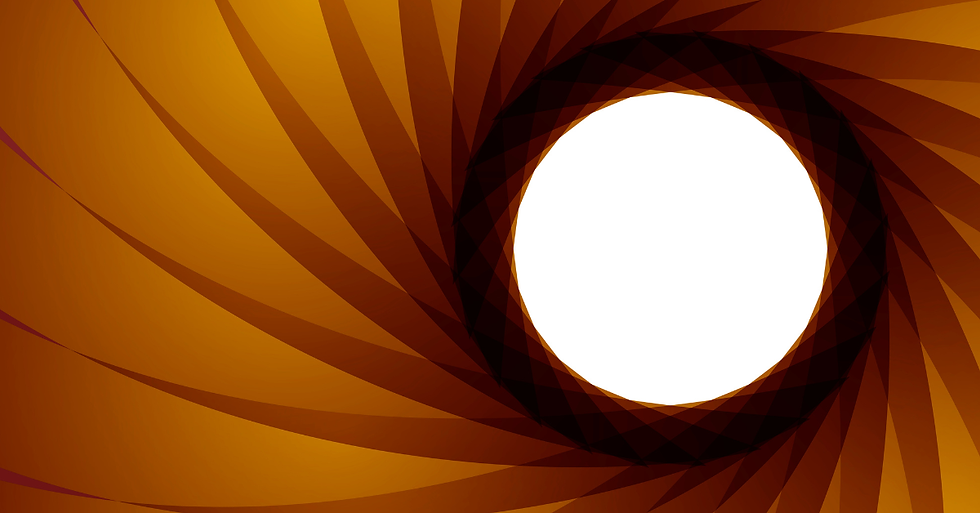 Abstract image depicting a central white circle surrounded by swirling, layered bands in shades of brown and orange, creating a dynamic, spiraling effect