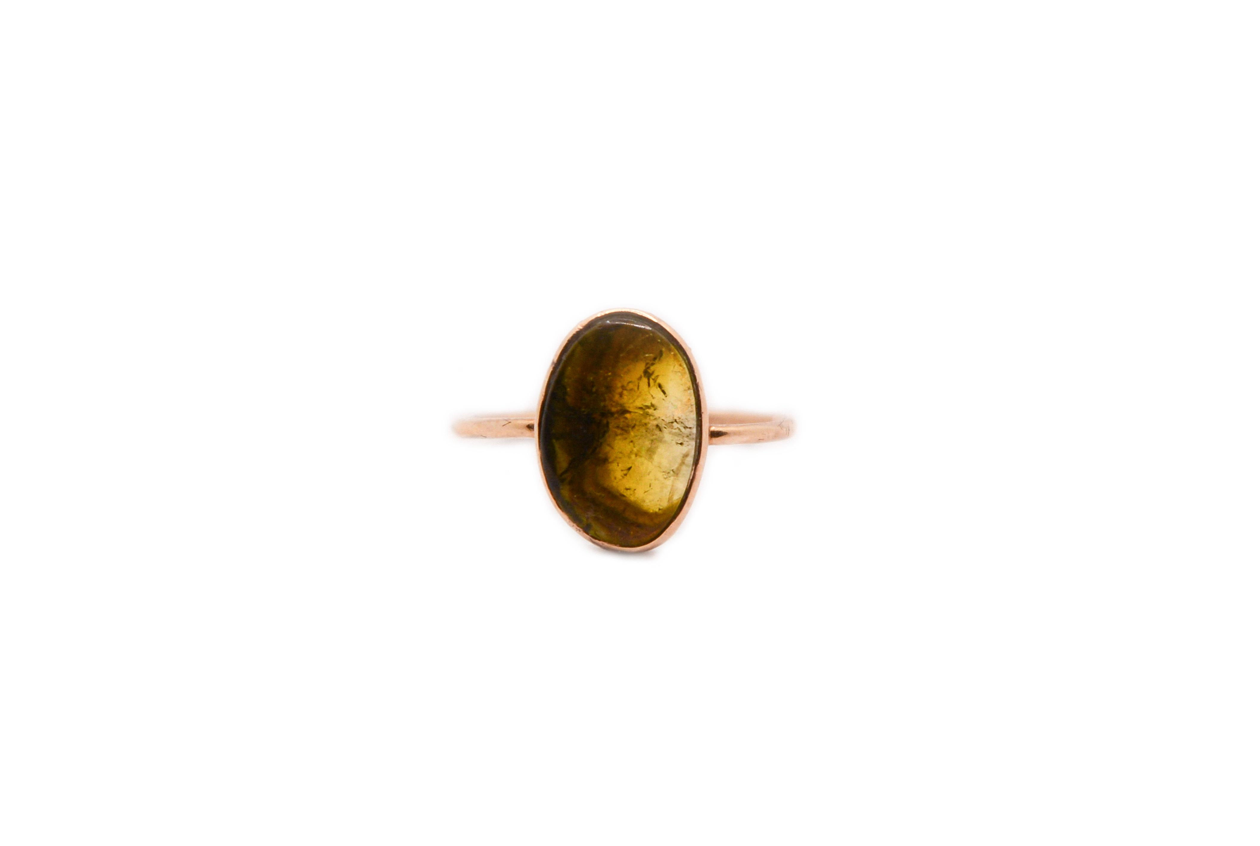 Bague matissage - Tourmaline olive