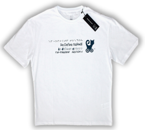 Küçük resim: %100 Pamuk beyaz tişört lacivert yazılar.