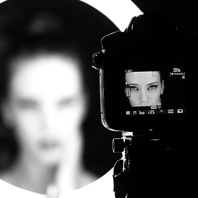 View of actress through viewfinder