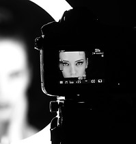 View of actress through viewfinder