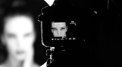 View of actress through viewfinder