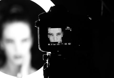 View of actress through viewfinder