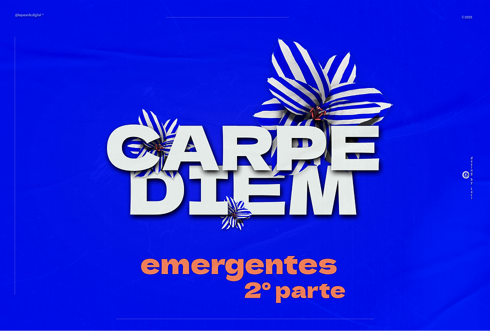 Portada azul con flores blancas y texto “CARPE DIEM – emergentes 2° parte” en el centro.