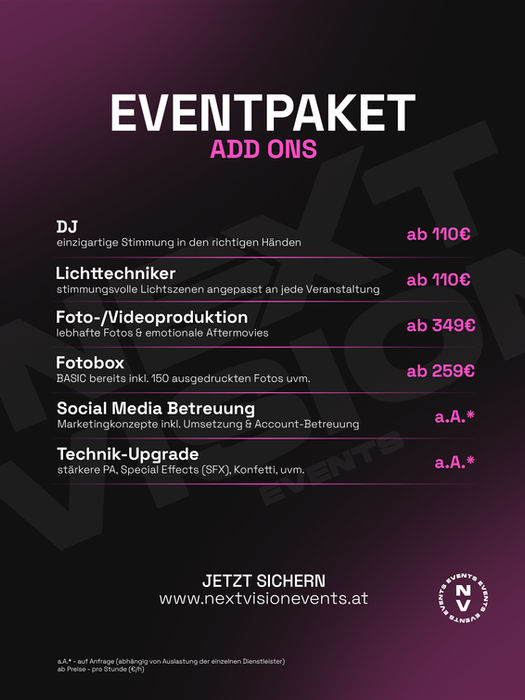 Next Vision Events Infoflyer Gesamtpaket ADD ONS