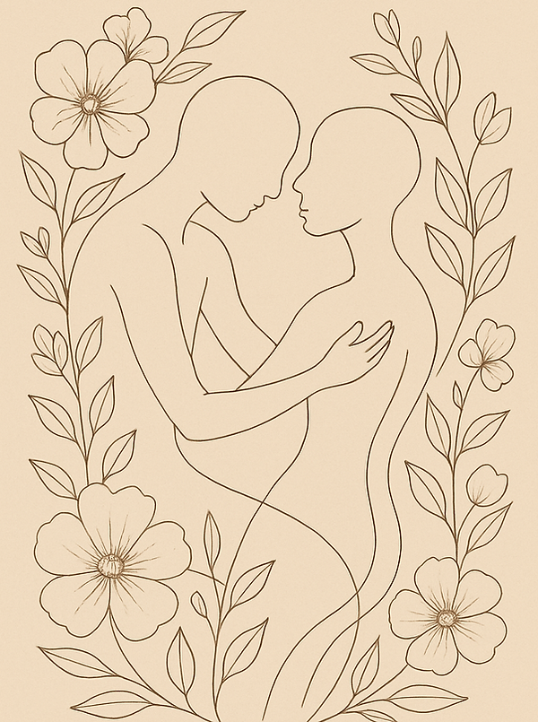 Silhouettes entrelacées et fleurs délicates.png
