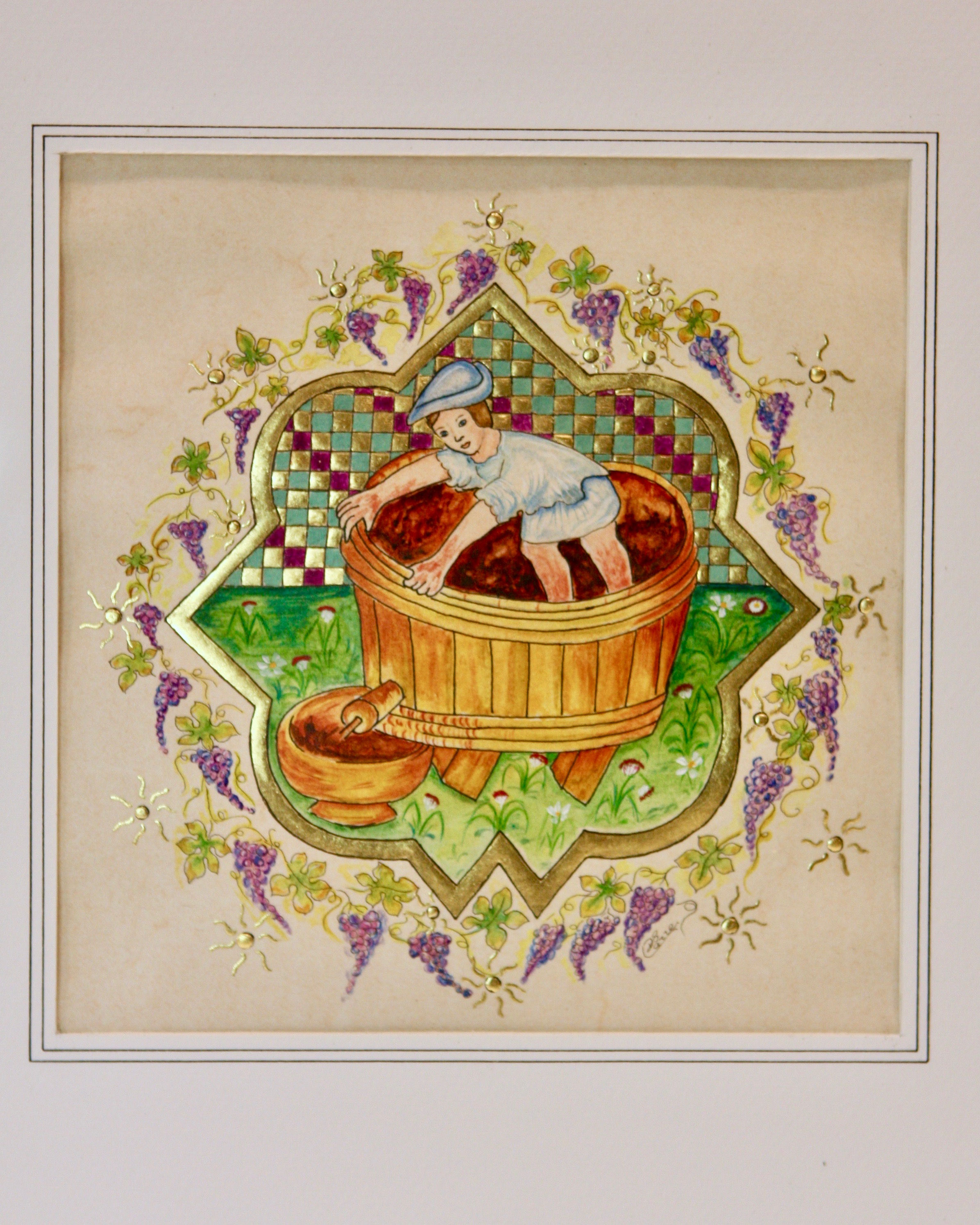 Travail du vin : cuve à fouler Heures de Marguerite d’Orléans