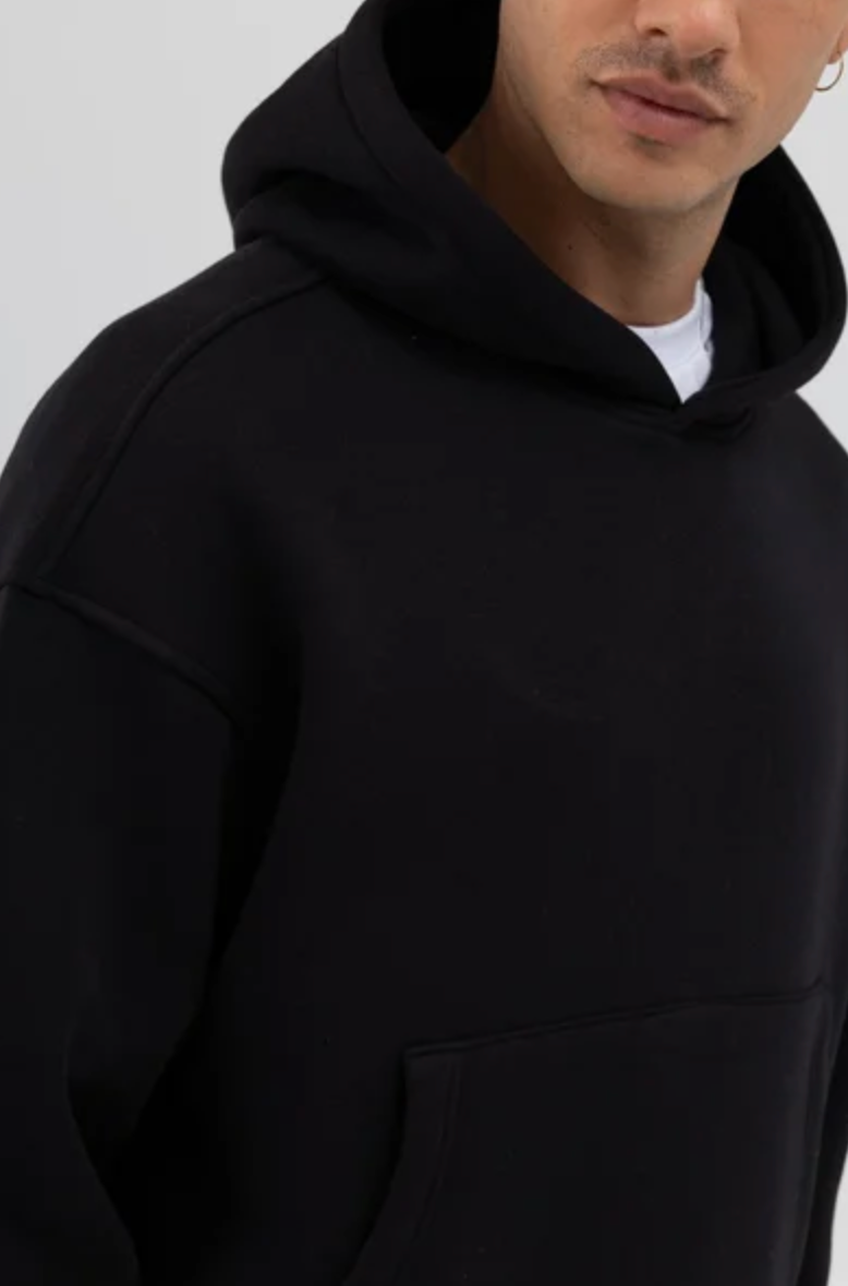 Küçük resim: BASİC KAPÜŞONLU BOXY FİT SWEATSHİRT SİYAH