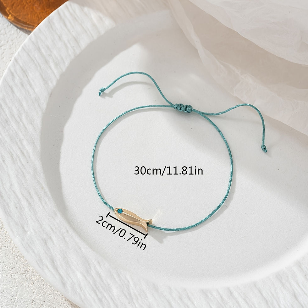 Thumbnail: Adjustable Anklet Bracelet With Fish Charm