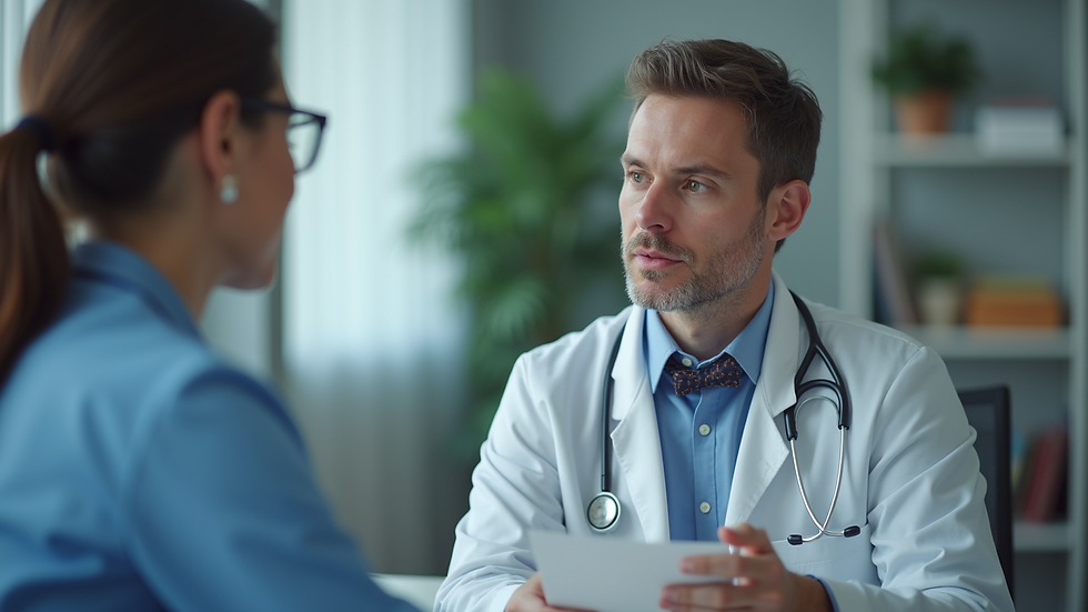 Close-up view of a healthcare professional discussing HIV prevention strategies with a patient