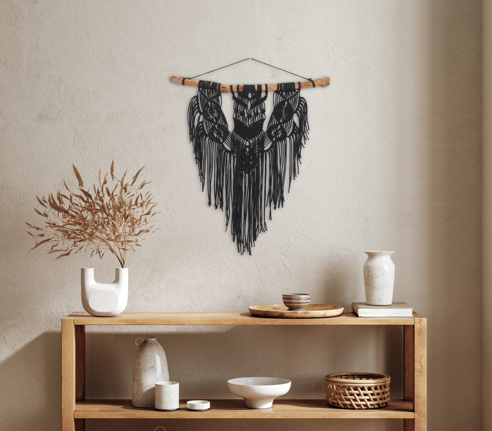 süsimust makramee seinakaunistus fierce, seinale