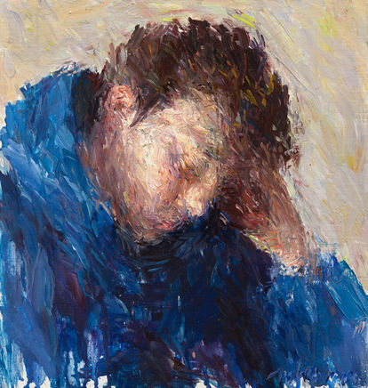 Daniel Enkaoua, Liel accoudé en bleu, 2020 (32 x 30cm)