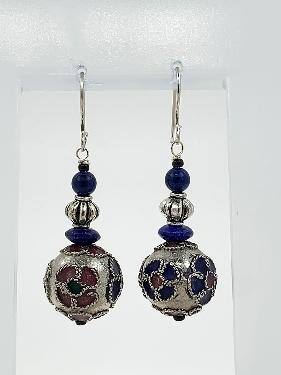 Thumbnail: Cloisonne with Lapis on Sterling Silver