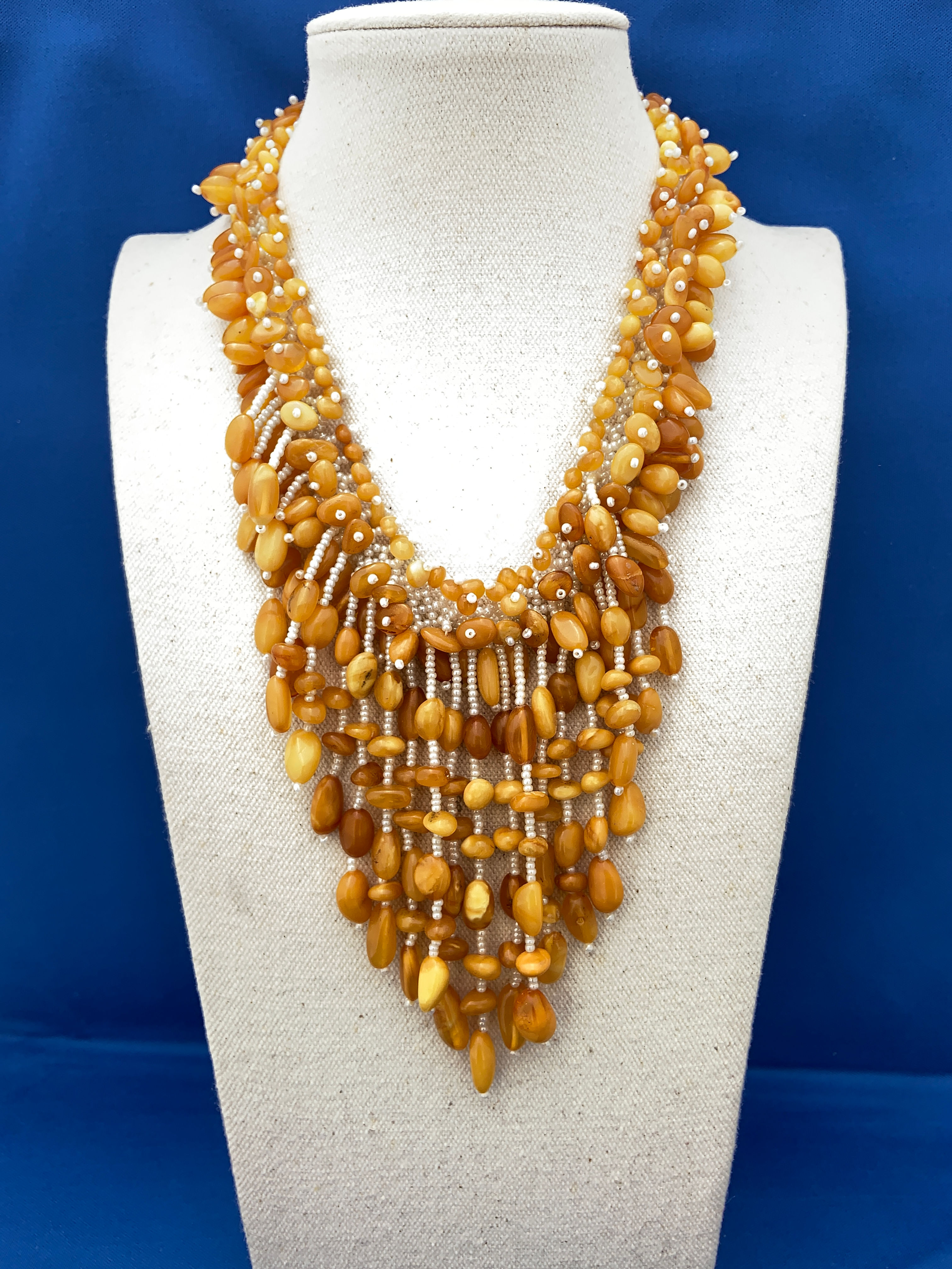 Butter Scotch Amber on Glass Pearls