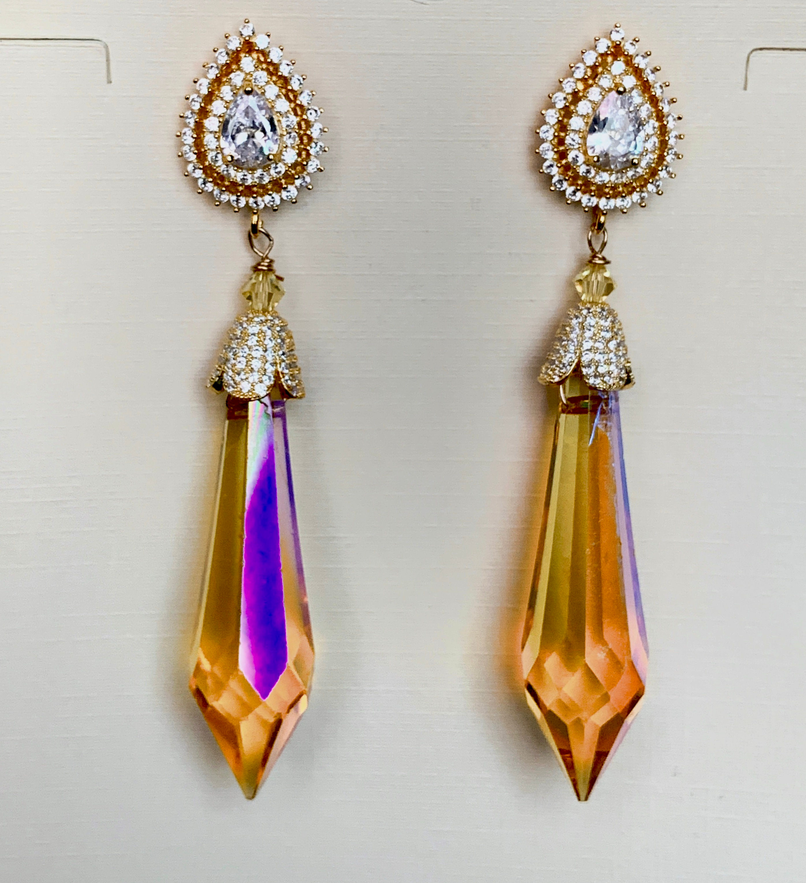 Swarovski Crystal on CZ studded Vermeil mounting.