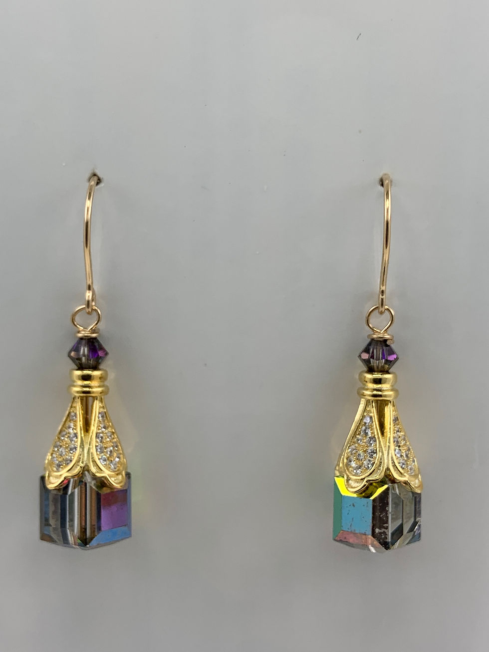 Thumbnail: Swarowski AB Crystal with Gold over Sterling Silver