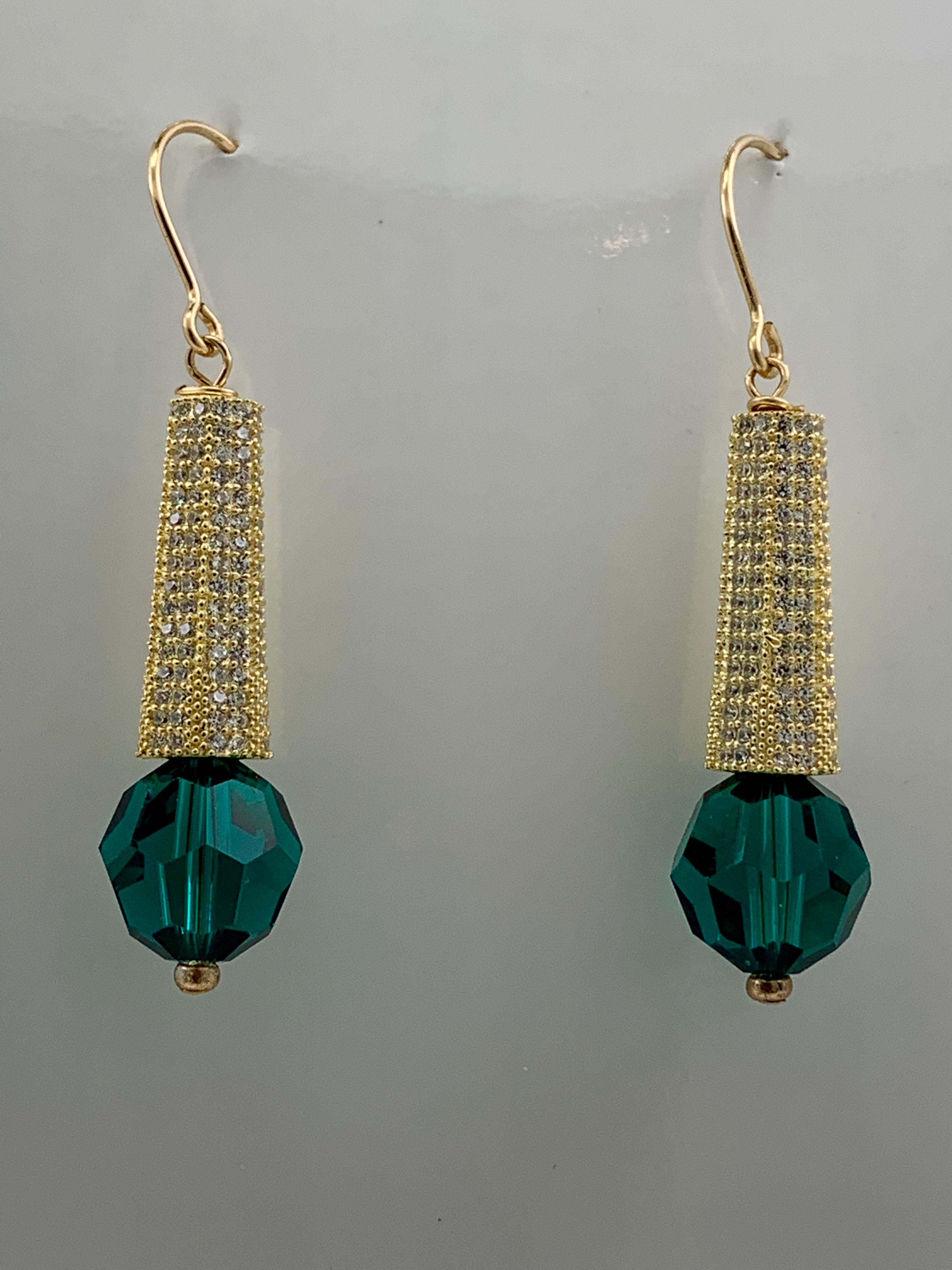 Swarovski Crystal with CZ Studded Vermeil Cap.