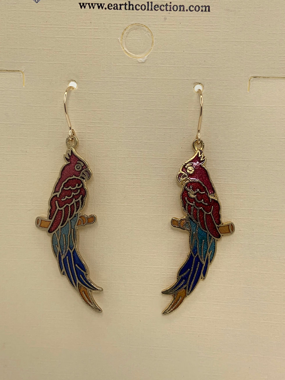 Thumbnail: Cloisonne parrot with 14K G/F ear wires
