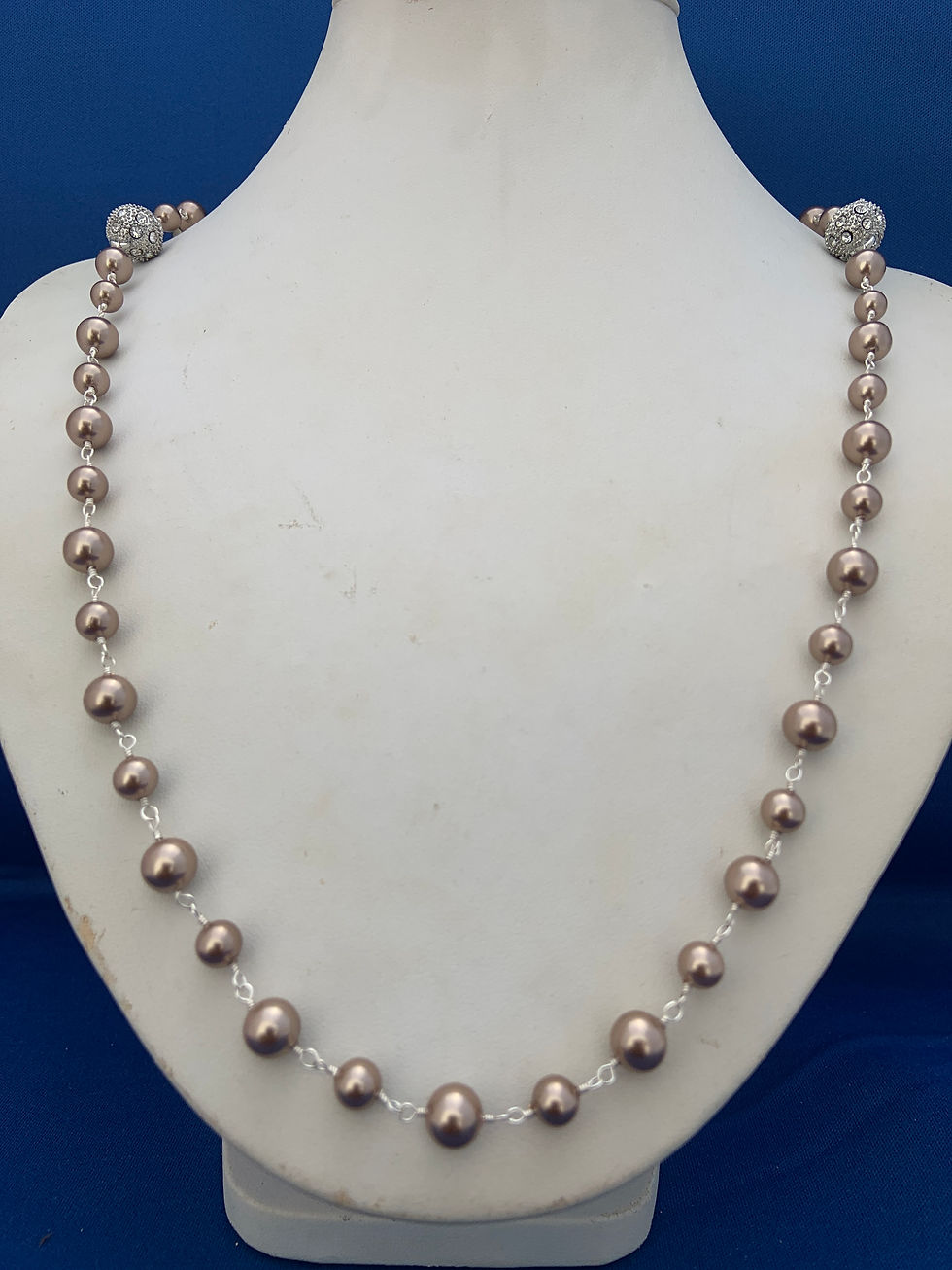 Thumbnail: Glass Beads wrapped in coated silver versatile necklace.