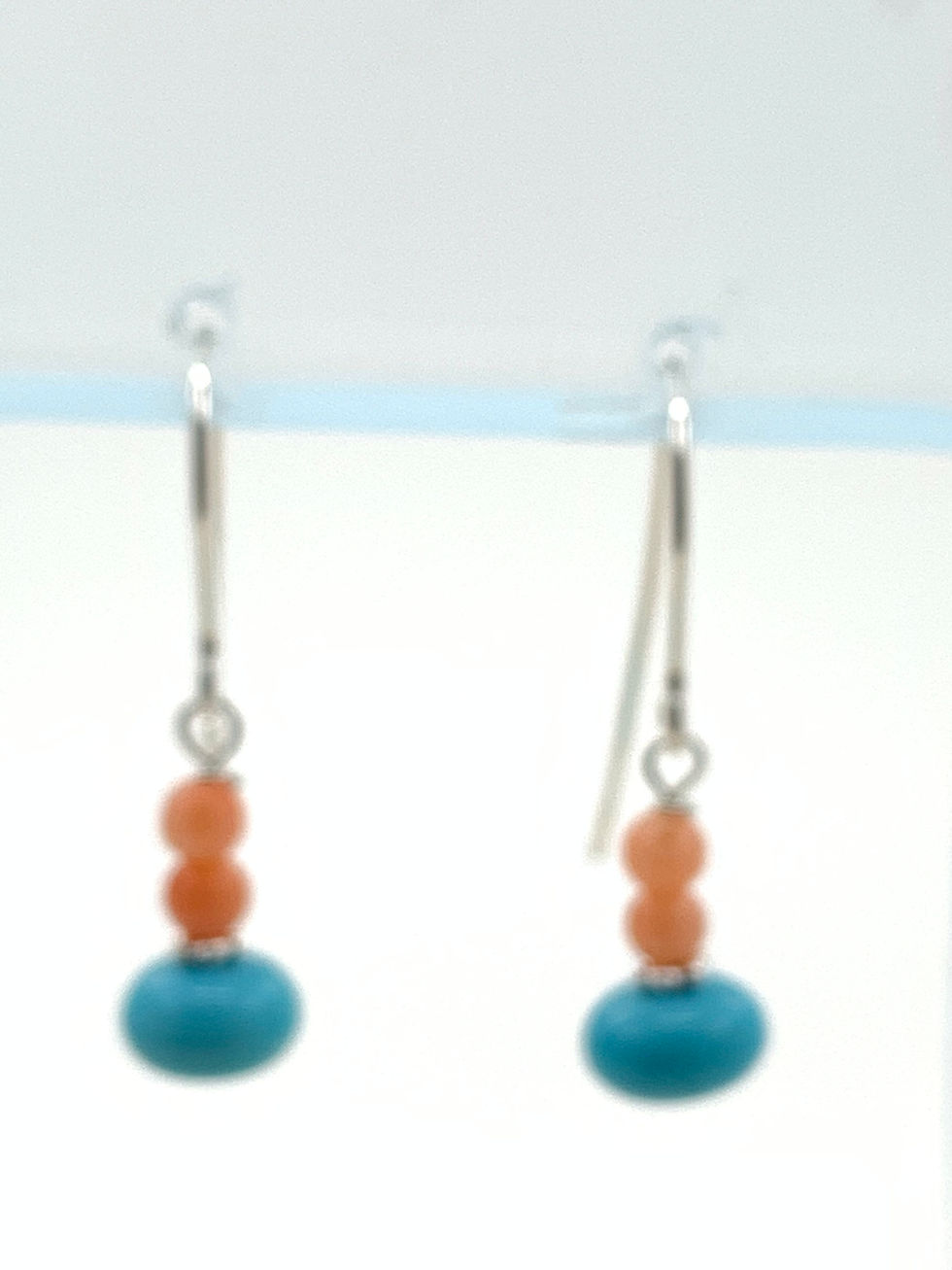 Thumbnail: Coral and Sleeping Beauty Turquoise on Sterling Silver
