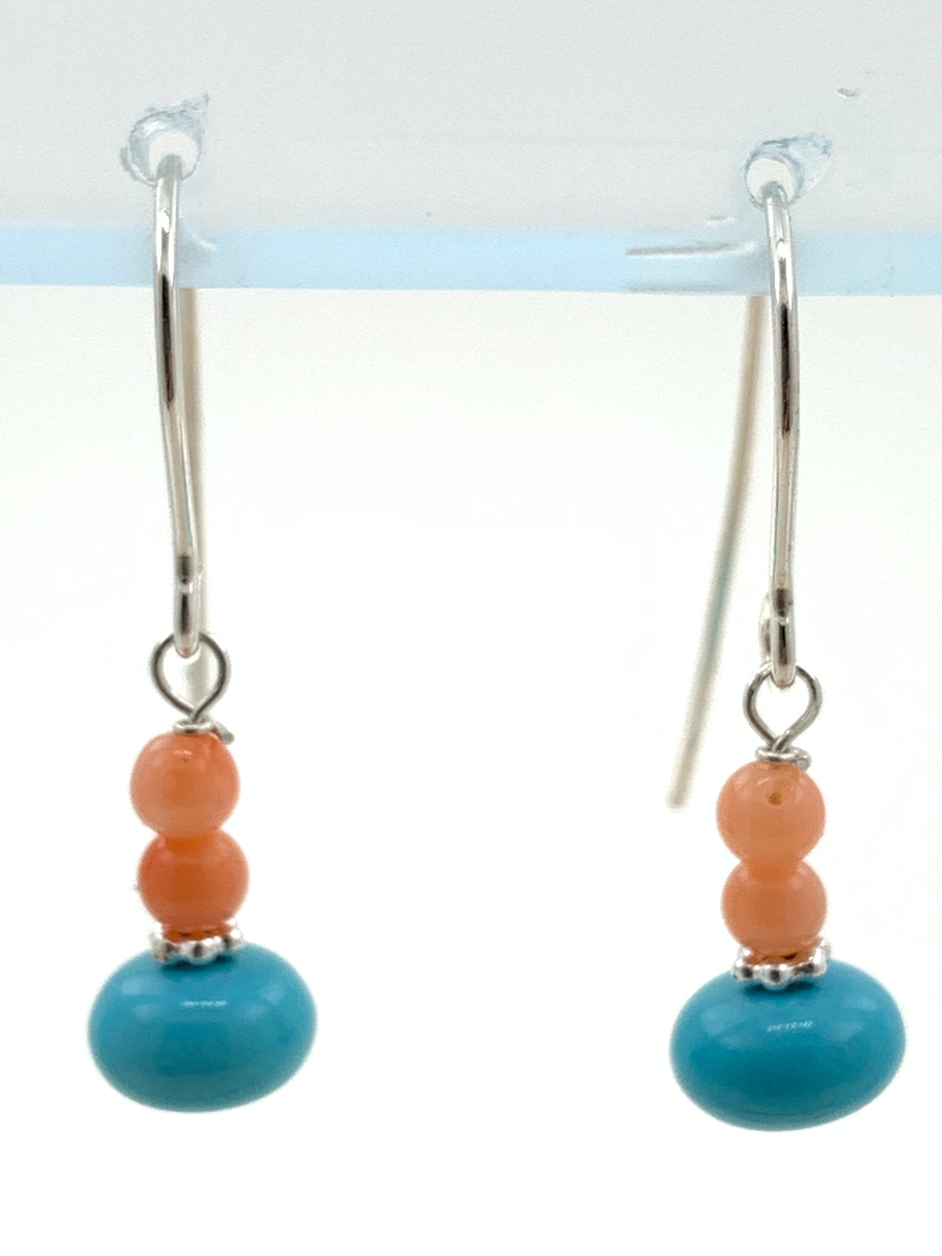 Coral and Sleeping Beauty Turquoise on Sterling Silver