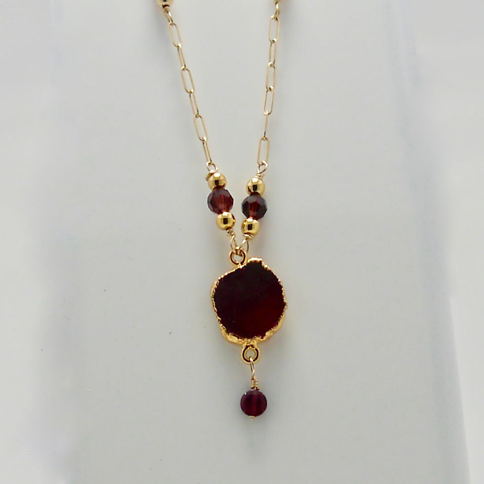 Garnet Pendent and beads on 14K Gold Filled Chain
