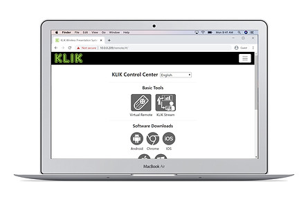 KLIK Control Center is a web-based setup portal.
