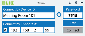 Connect to KLIK by IP Address or by Name