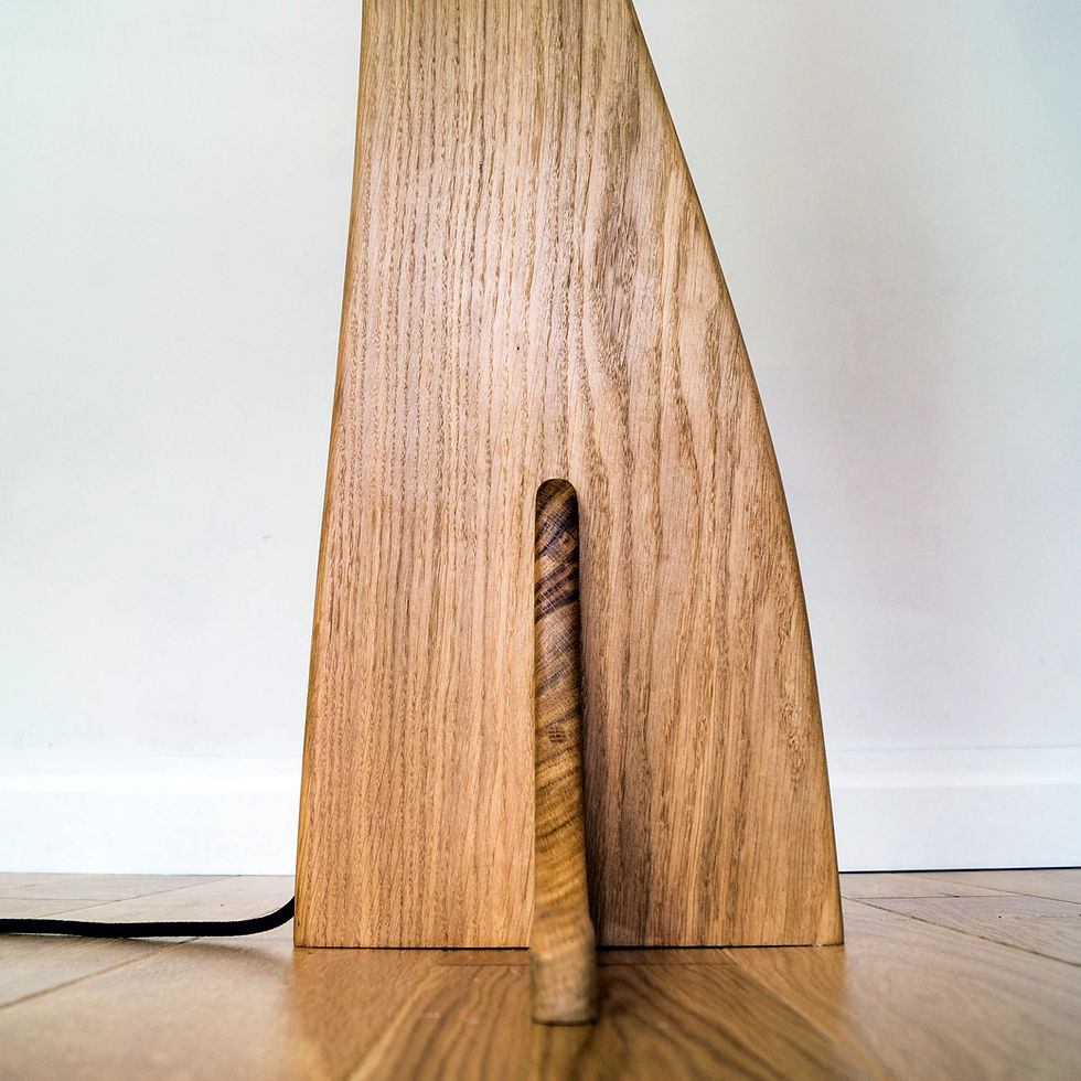 Thumbnail: Wooden base with vertical slot and dark wood detail