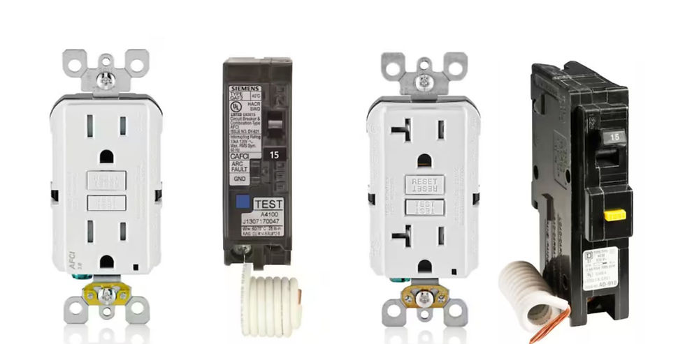 GFCI and AFCI outlets with corresponding circuit breakers