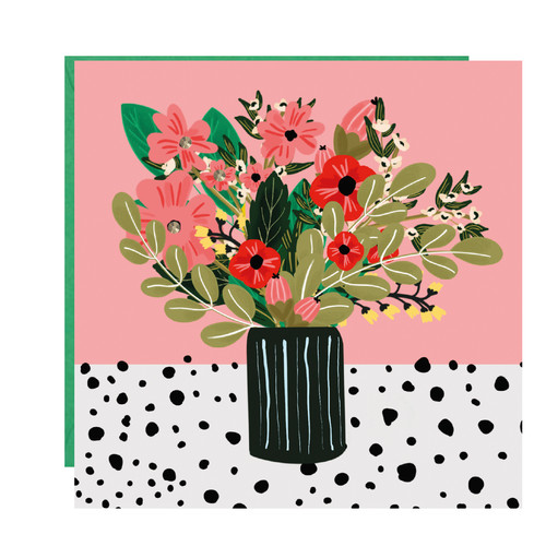 Dotty Flower Vase Card Lottie Simpson