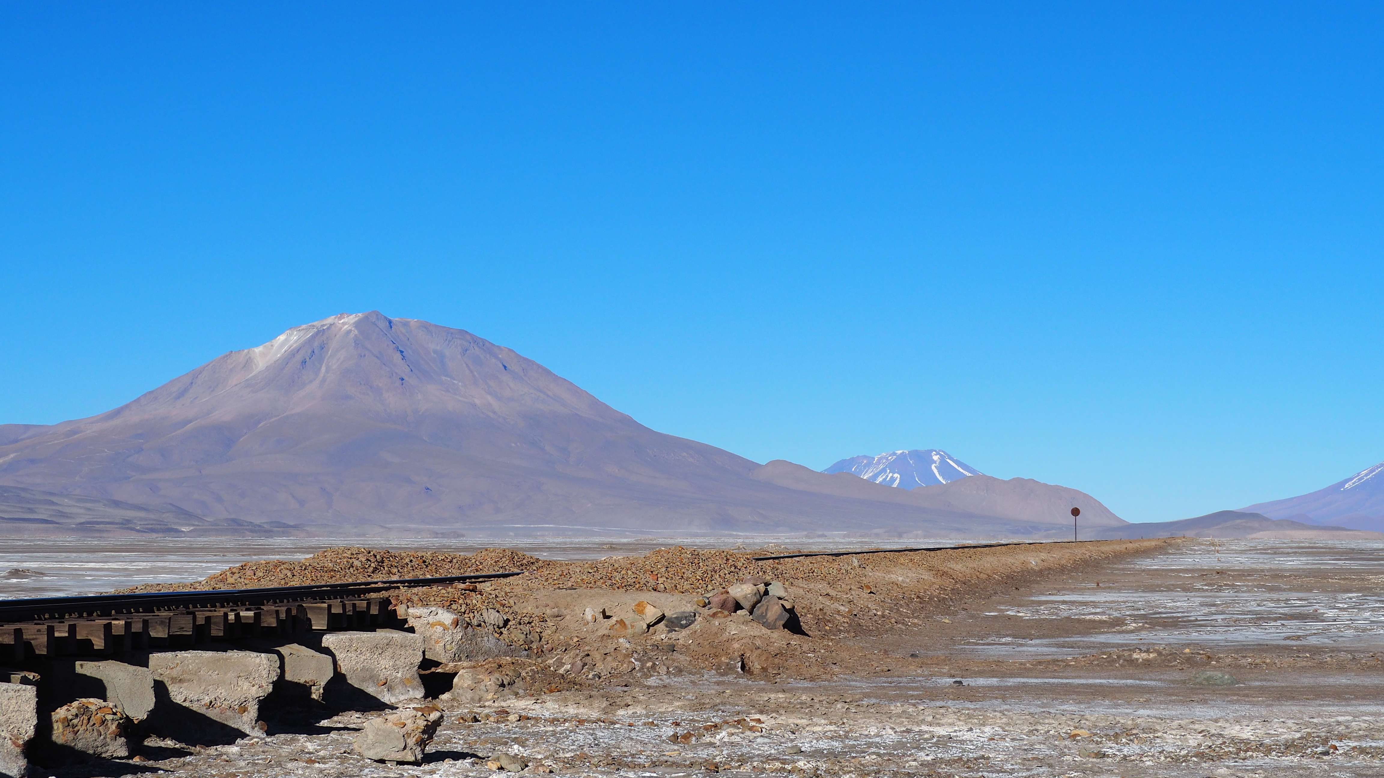 train tracks crossing the altiplano