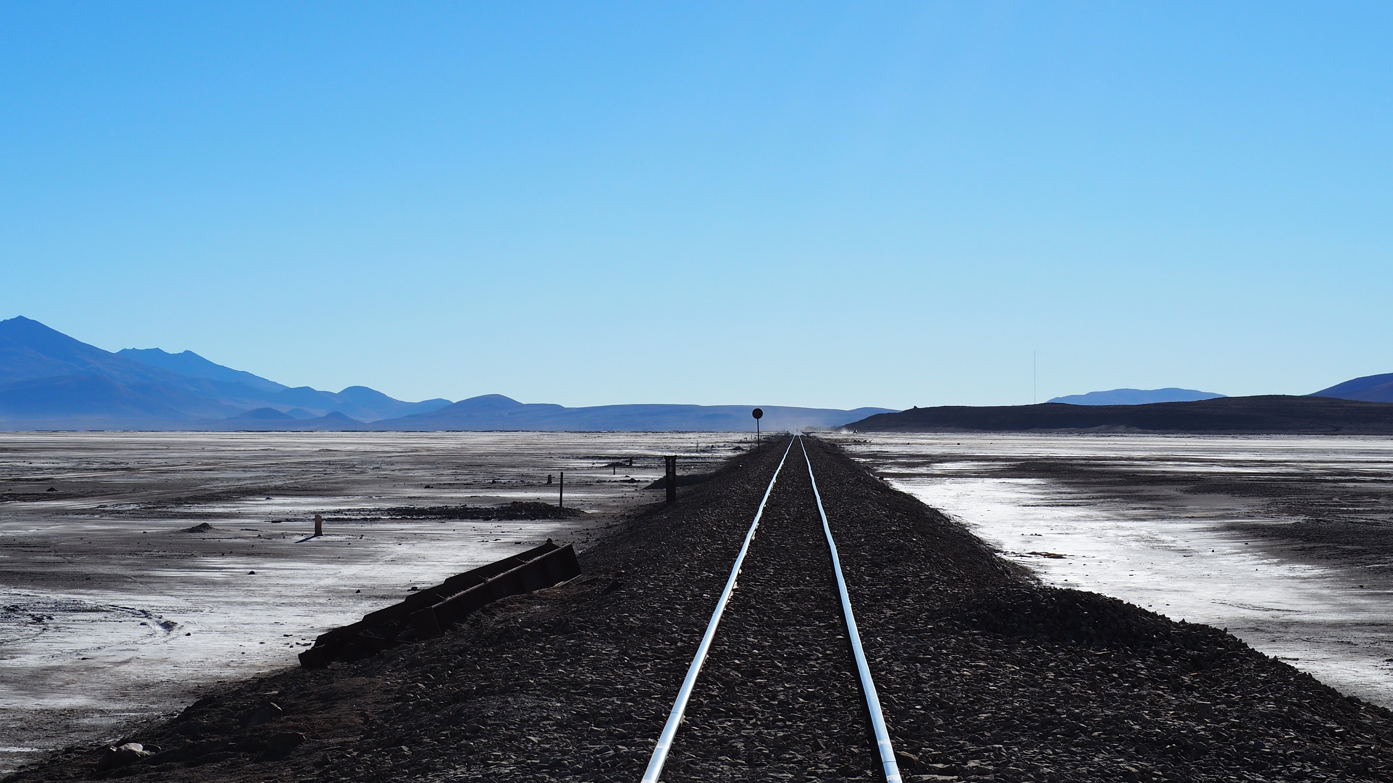 train tracks crossing the altiplano