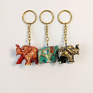 Kashmiri Papier-Mâché Elephant Keychain