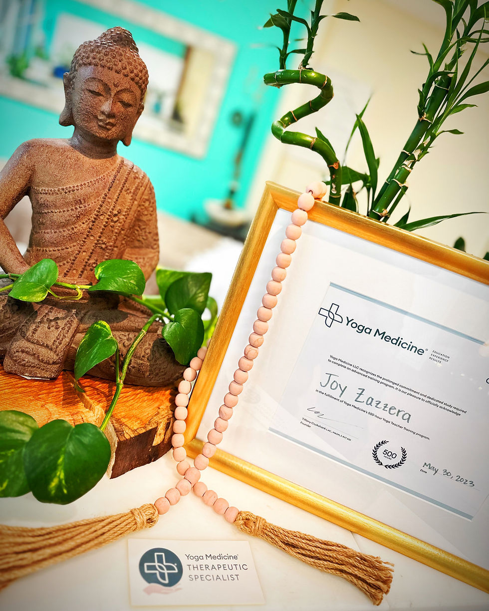 Joy Zazzera is Northeastern Pennsylvania’s only Yoga Medicine Therapeutic Specialist—one of just three in the state and 104 in the U.S.
Yoga Medicine® offers advanced, science-informed training for yoga teachers seeking to bridge the gap between yoga and healthcare. Their rigorous programs emphasize anatomy and therapeutic sequencing, the latest research on pain science, neuroscience, fascia, and women's health and addressing the most common conditions through a therapeutic lens—equipping teachers to support students with real-world injuries and limitations.