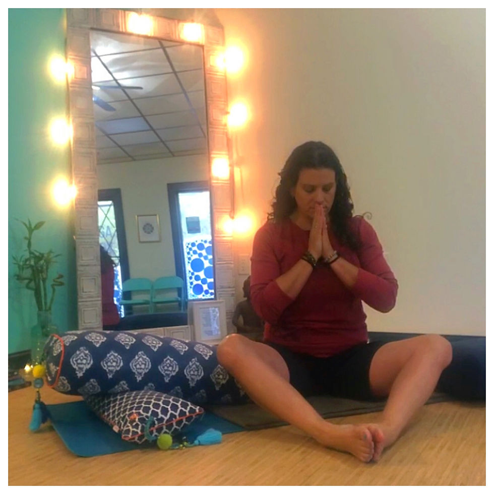 Embracing the calm of quiet stillness within after a trauma-informed yoga practice.