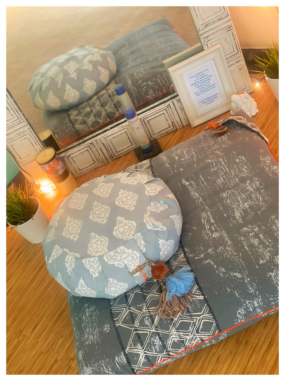 When practicing meditation, comfort is queen. Make as many adjustments as you need, shifting and stretching and include supportive props like cushions, bolsters and blankets to invite ease into your practices sessions.