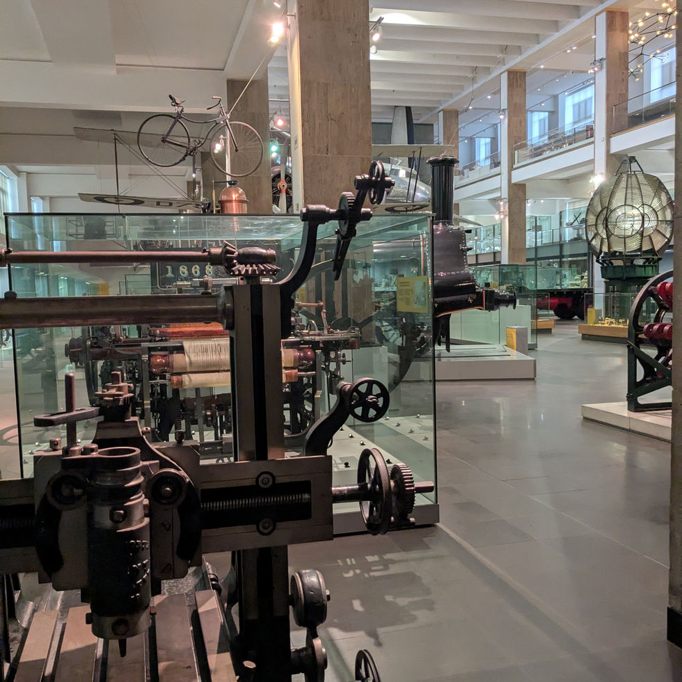 A mix of old engines and turbines on display at the London Science Museum
