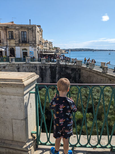 Boy standing in front of fence by freshwater sprink