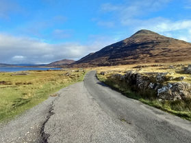 Road running alongside Loch Na Keal on the Isle of Mull.