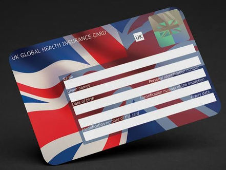 Blank UK GHIC card with Union Jack Flag background