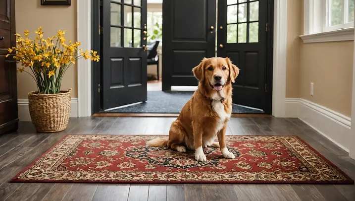 Dog on rug in entry.webp