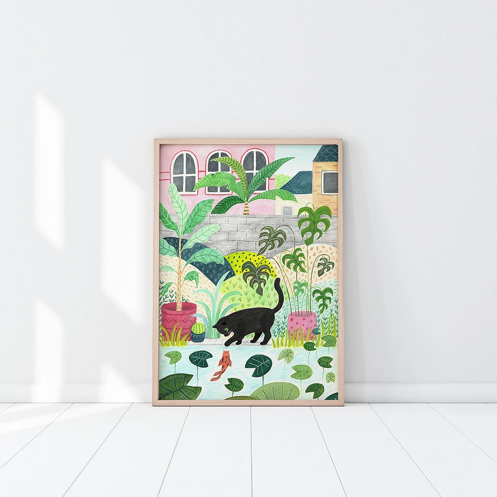 Thumbnail: Cat and Fish Art Print