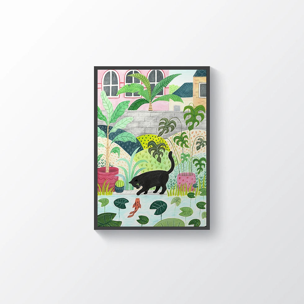 Thumbnail: Cat and Fish Art Print